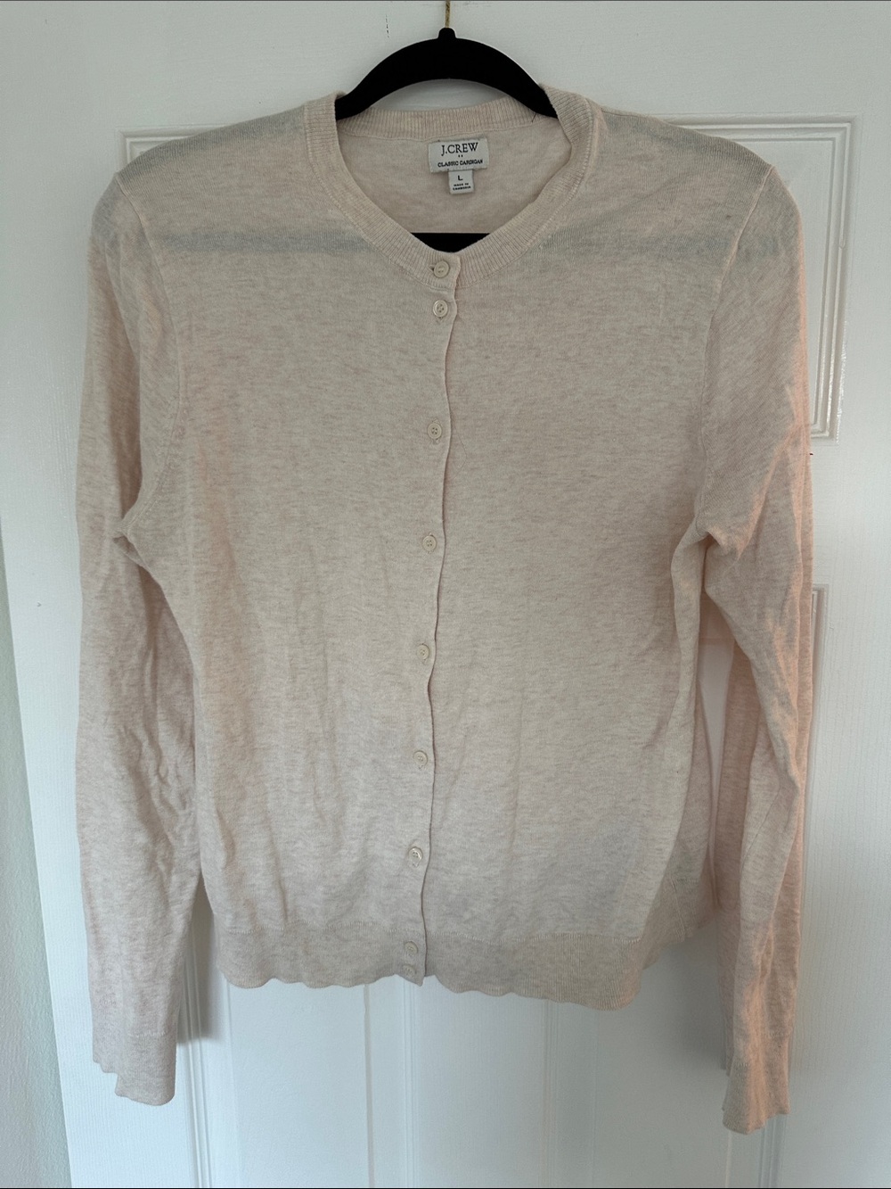 J. Crew Light Cream Button-Front Cotton Cardigan